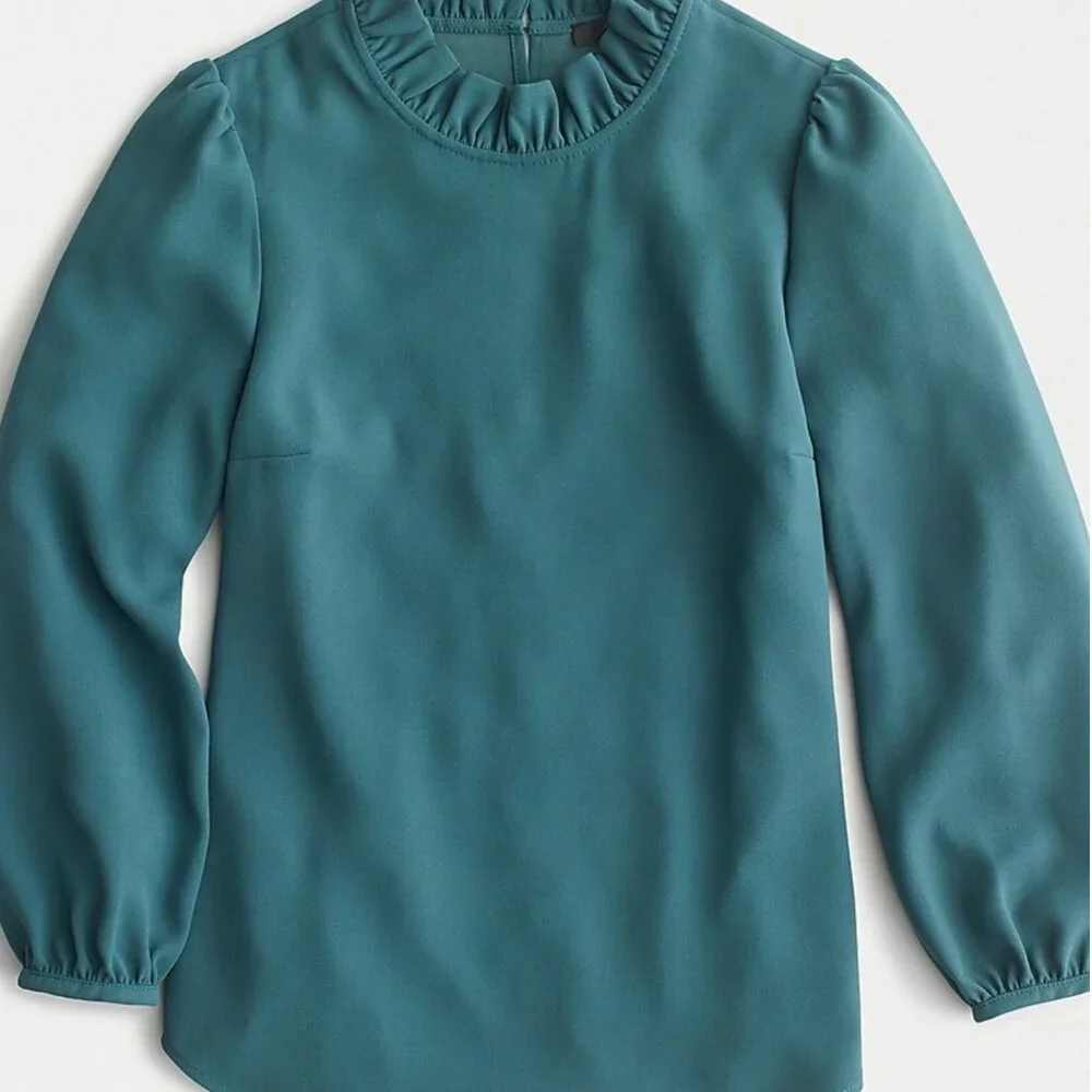 Long-sleeve ruffleneck top in 365 crepe